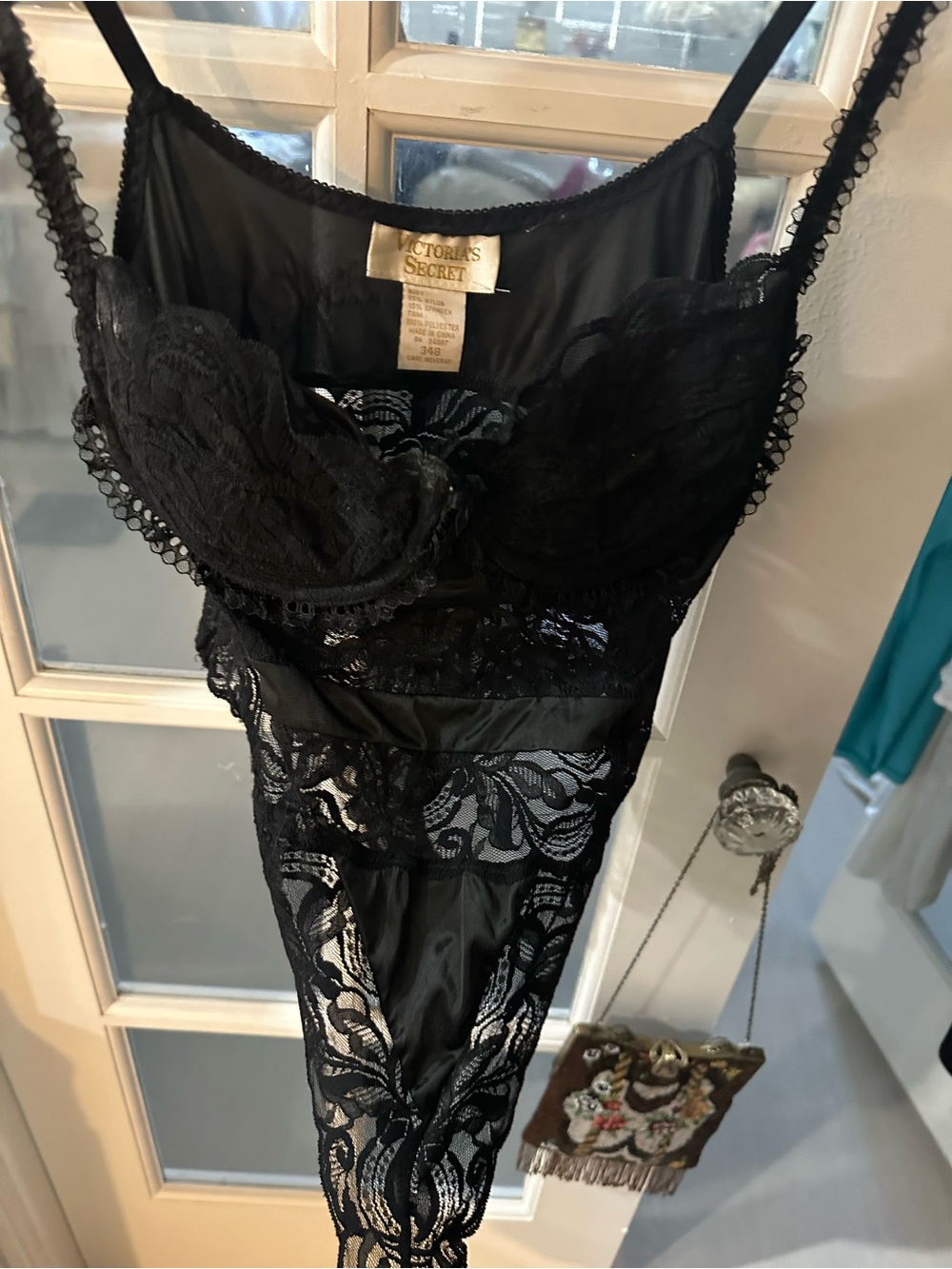 Victoria's Secret Black Lace Chemise Bodysuit